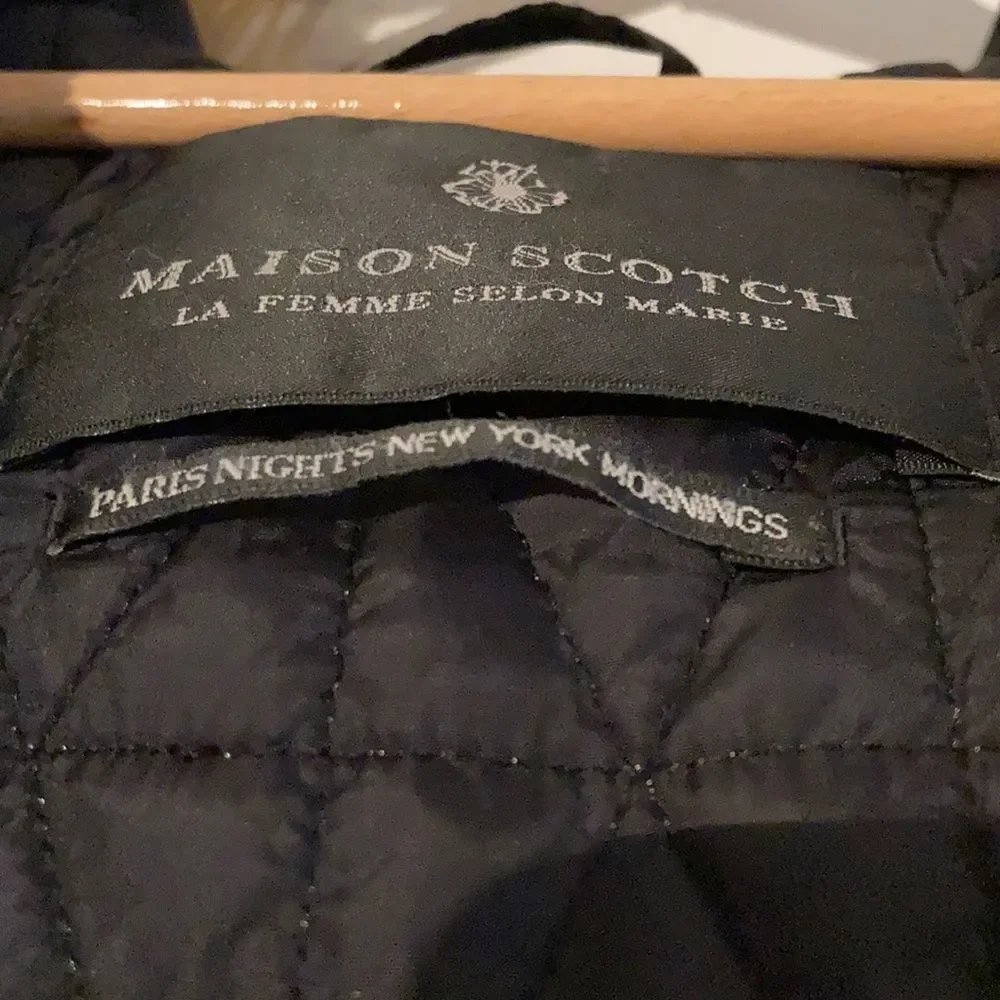 Maison Scotch Hooded Puffer Coat in Cream